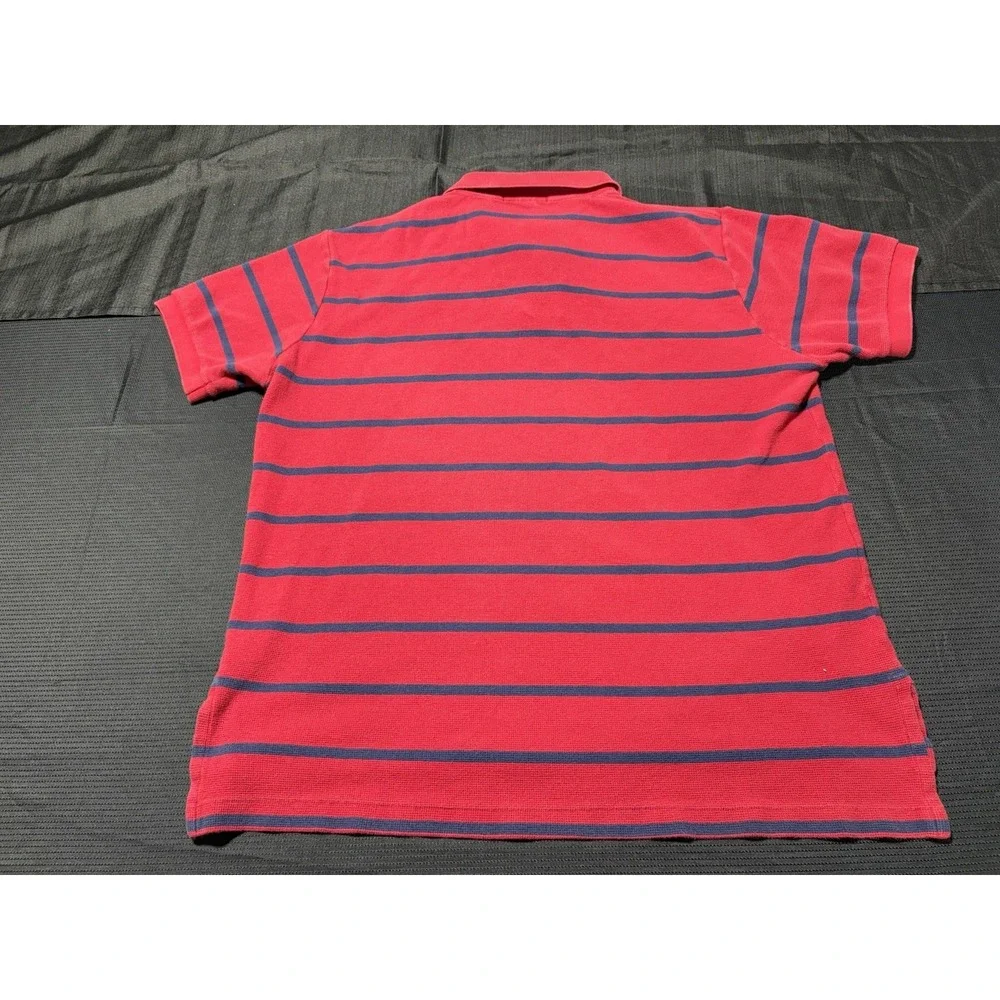 Vintage Polo Ralph Lauren Mens XL Waffle Knit Thermal Striped Polo Shirt